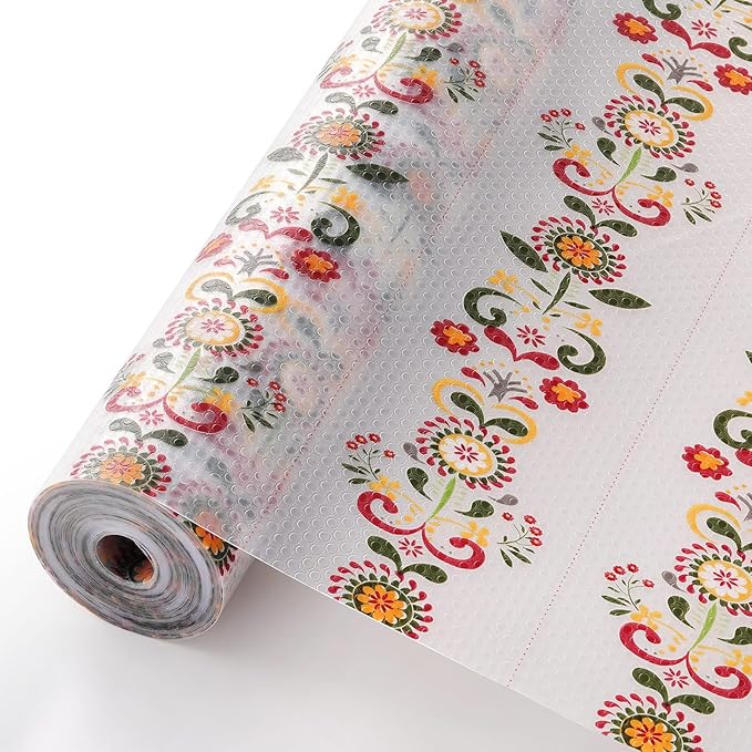 Cooyes Shelf Liner – Non-Slip Cabinet & Drawer Liner for Kitchen – Non-Adhesive Waterproof Shelf Paper with Modern Pattern – Durable EVA Cabinet Mat – Easy to Cut (Sunflower,17.5" W x 197" L)