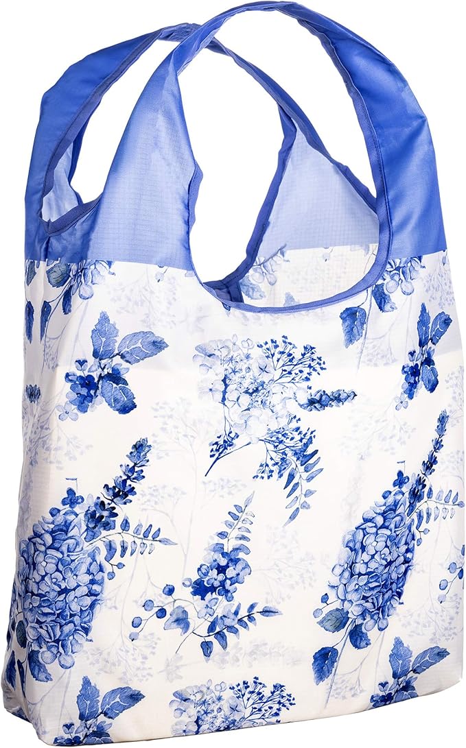 O-WITZ Reusable Grocery Bags | Vibrant Tote Bag For Groceries, Gym, Office, Beach, Toys & More | Washable Design With Large Handles For Maximum Convenience | Folds Into A Small Pouch, Vintage Blue
