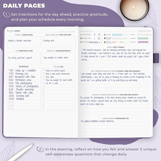 Clever Fox Self-Care Journal – Daily Reflection Notebook – Mental Health & Personal Development Planner, Meditation & Mood Log, A5 (Lavender)