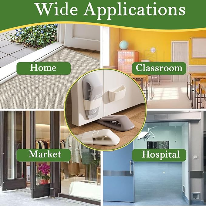 Fursafe&Q Rubber Door Stoppers for Bottom of Door, Door Stop Wedge with Holder, Heavy Duty Doorstops 4 Pack, Wall Protector for Home & Office & School & Commercial Doorstop Keep Open Stack White