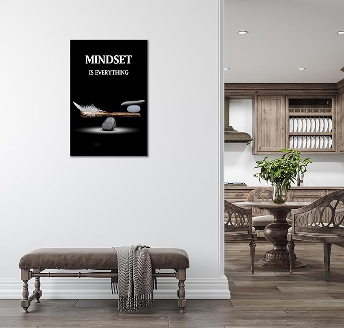 SKASNFAI Mindset Motivation Office Wall Art Zen Stone Canvas Print Pictures Wall Decor Framed Positive Quotes Posters for Living Room Bedroom Decoration (28L x 44W)