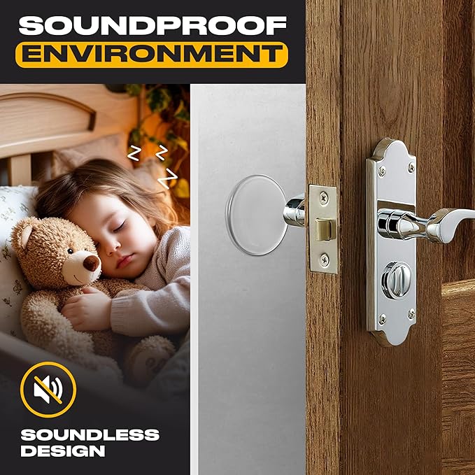 Clear Door Stoppers - Large 3.15" (4 PCS) - Door Stoppers for Wall with Strong Back Adhesive - Quiet and Shock Absorbent Silicone Wall Protectors from Door Knobs - Protects Every Surface