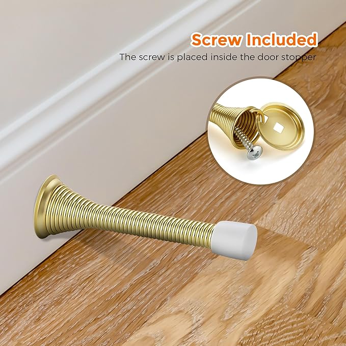 Ravinte Door Stoppers, 36 Pack Gold Spring Door Stops with Rubber Bumper, Door Stoppers for Bottom of Door