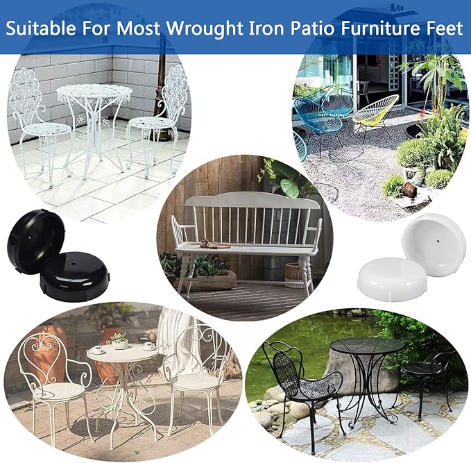 100 Pack 1.5" Wrought Iron Patio Furniture Glides Outdoor Chair Leg Floor Protectors-Black…