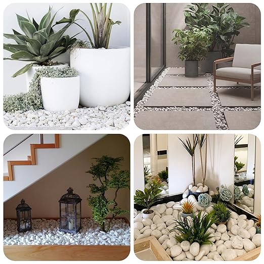 White Rocks for Landscaping, 20lbs River Rocks for Garden Landscaping, 1-2 Inch Pebbles for Indoor Plants, Decorative White Stones Ideal for Fish Tank, Vases, Crafting