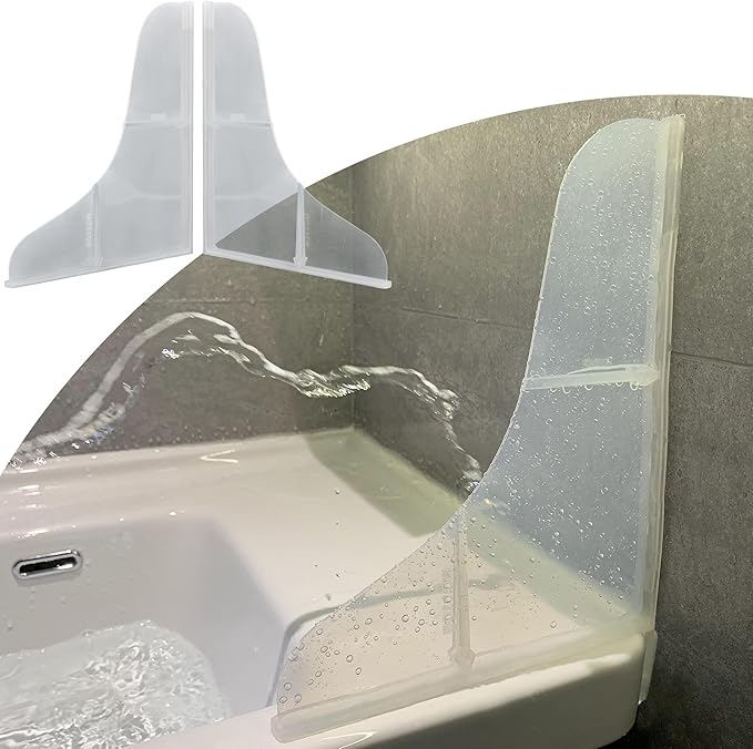 Mofason Silicone Shower Splash Guard, Clear Bathtub Corner Splash Guard, Bathroom Shower Water Guard Can Be Used in Washbasins, Tubs, Sinks, Etc. - 2 Pack