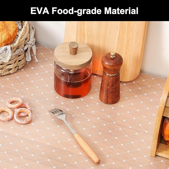 Cooyes Shelf Liner – Premium Non-Adhesive Cabinet & Drawer Liner for Kitchen – Waterproof Shelf Paper with Modern Pattern – Durable EVA Cabinet Mat – Easy to Cut （23.6" W x 236" L）