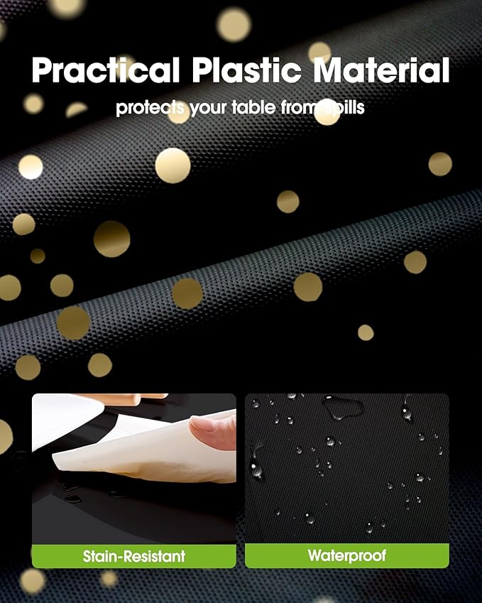 Pureegg Plastic Table Cloth Disposable 10 Pack, 54 x 108 Inch, Table Runner Style, Graduation Decorations 2026, Party Tablecloths, Rectangle, Plastic Cover, Leakproof & Sturdy, Black Gold