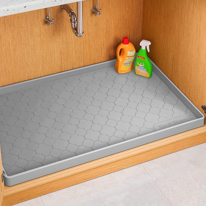 Jin&Bao Waterproof Under Sink Mat 40" x 19", Thick Silicone Mat Cabinet Protector for Kitchen and Bathroom, Shelf Liner, Home Organizer and Storage, Multipurpose Tray for Gadgets and Essentials