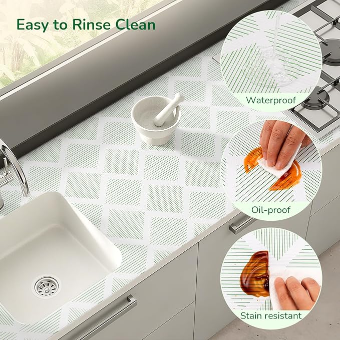 Drawer and Shelf Liner for Kitchen, Non-Slip Non-Adhesive Cabinet Liners for Cupboard, Dresser, Shelves, Tool Box, Pantry, Thickened Easy Install, Strong Grip, 11.8In x 20FT, Green