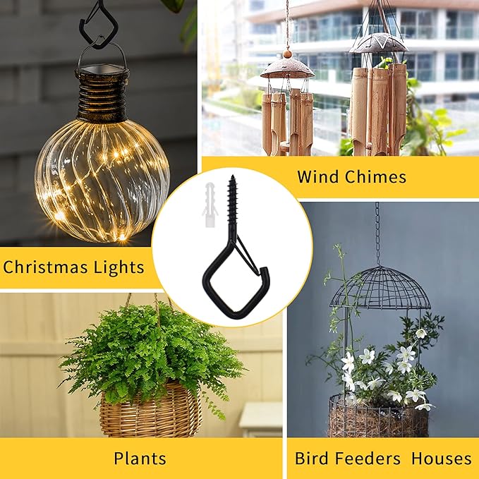 30 PCS Cup Screw-in Hanger Hooks with Safety Buckle, Windproof Screw Hooks Perfect for Hanging Outdoor String Lights, Plants, and Patio Lights,for Ceiling and Wall Mount, 2.2 Inches in Silver
