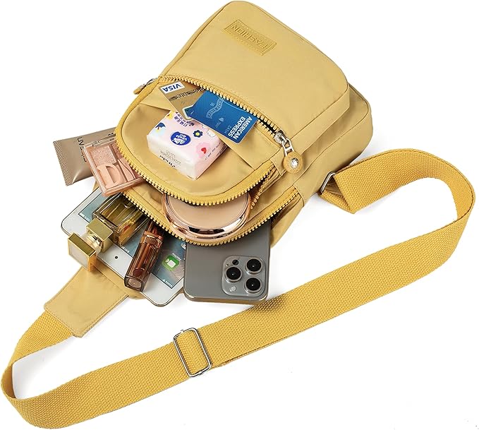 Banelu Small Sling Bag Cross Body Bags for Women Men, Crossbody Bag Sling Backpack for Outdoors Sports Hiking - Gold