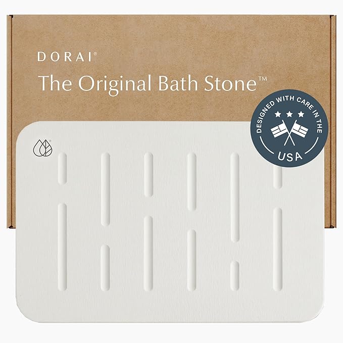 Dorai Home Bath Stone Mat 23.6"x15.4" – Luxury Diatomite Stone Mat, Quick-Dry, Non-Slip, Rain Sandstone