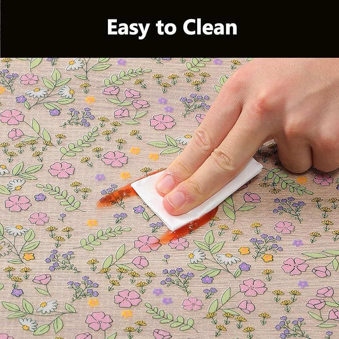 INNOLITES Shelf Liners for Kitchen Cabinets Non-Adhesive Drawer Liner with Floral, Waterproof Durable Easy to Clean, for Refrigerator, Shelves (Pink Rose, 23.6" x 240")