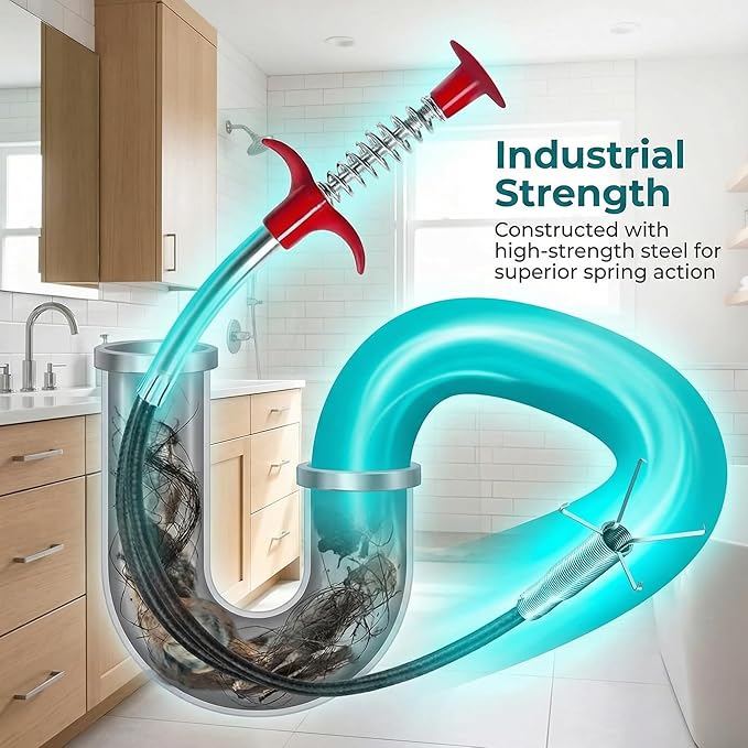 79 Inch Drain Snake Hair Drain Clog Remover Tool,Flexible Grabber Claw Pick Up Reacher Tool for Litter Pick, Toilet, Sewer, Shower, Kitchen Sink