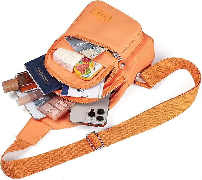 Banelu Crossbody Bags for Women Men, Small Cross Body Bag Sling Backpack - Orange