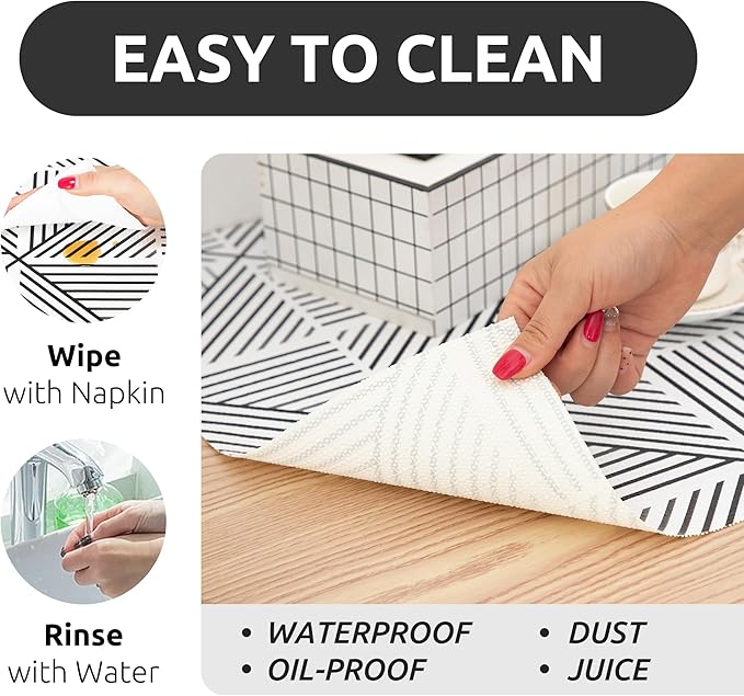 RAY STAR 18X96 Inch Shelf Liner for Kitchen Cabinets, Non-Adhesive Washable Cabinet Liner, PVC Non-Slip Drawer Liner for Dressers, Bathrooms (Classic Black) (1 Roll)