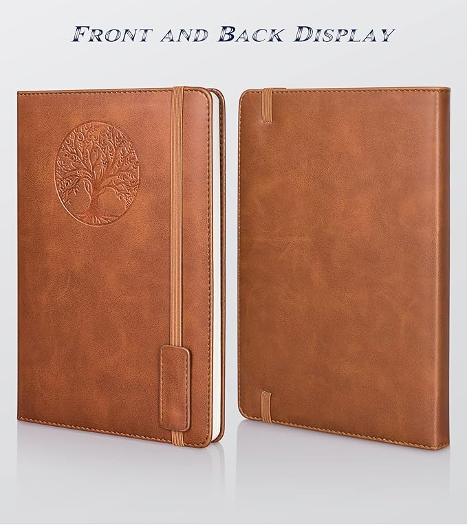 Lined Journal Notebook for Women Men,256 Pages A5 Hardcover Leather Journals for Writing,Travel,Business,Work & School,College Ruled Notebooks for Note Taking,Diary Notepad 5.7"×8.3"(Brown)