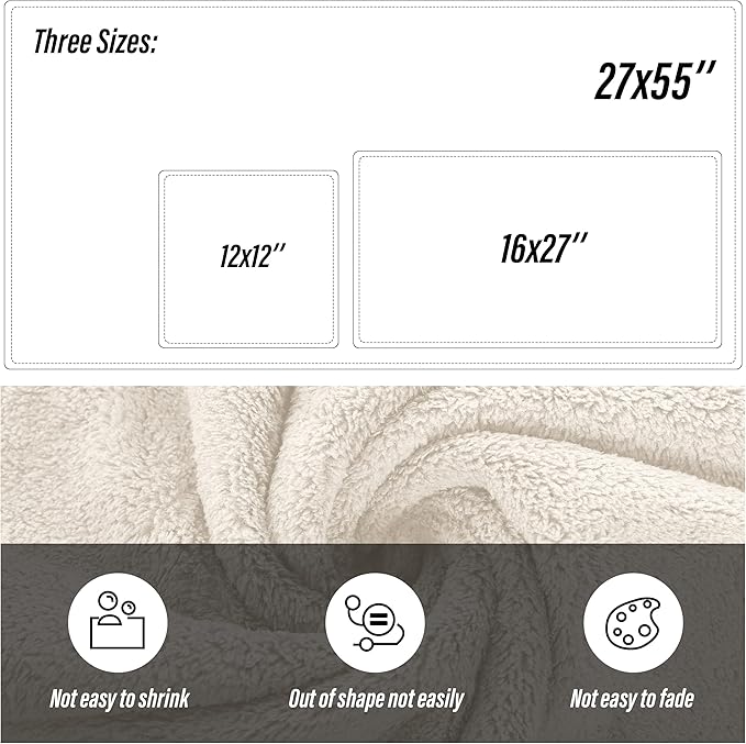 MOONQUEEN Ultra Soft Towel Set-Quick Drying - 2 Bath Towels 2 Hand Towels 2 Washcloths-Microfiber Coral Velvet Highly Absorbent Towel for Bath Fitness,Bathroom,Sports,Yoga, Travel(Cream, 6 Pcs)