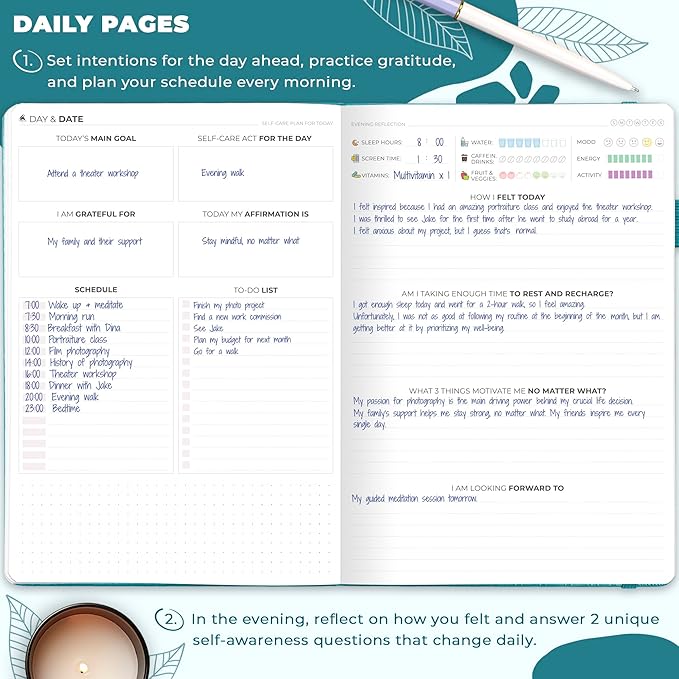 Clever Fox Self-Care Journal – Wellness & Daily Reflection Notebook – Mental Health & Personal Development – Self-Care, Meditation & Mood Journal for Women & Men – Large (Aquamarine)