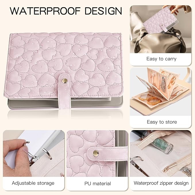 Travel Jewelry Organizer Case, Jewelry Storage Roll Bag for Women, Tangle-Free Portable Storage for Necklaces & Earrings/Rings/Bracelets, Jewelry Storage Book, Waterproof Organizer Bag
