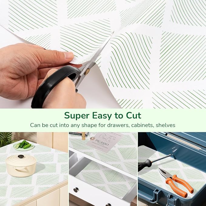 Drawer and Shelf Liner for Kitchen, Non-Slip Non-Adhesive Cabinet Liners for Cupboard, Dresser, Shelves, Tool Box, Pantry, Thickened Easy Install, Strong Grip, 11.8In x 20FT, Green