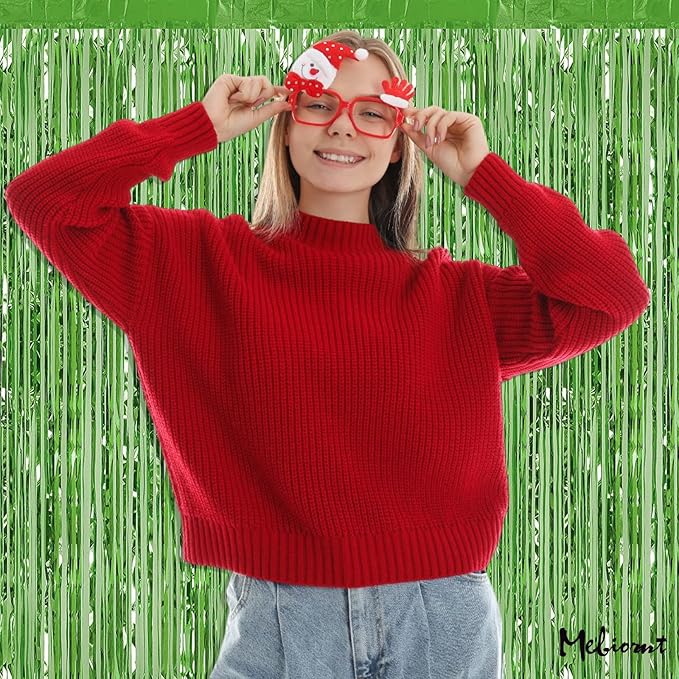 4 Pack Fringe Curtain Backdrop, 3.2Ft x 8.2Ft Light Green Metallic Tinsel Foil Fringe Streamers Background for Photo Booth Birthday Wedding Baby Shower Carnival Easter Mother’s Day Party Decorations