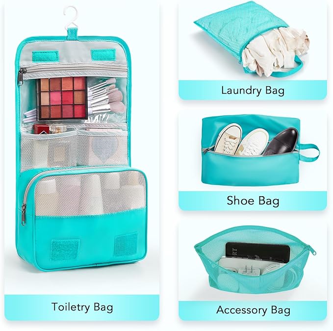 10 Set Compression Packing Cubes for Travel Essentials, Compressible Expandable Packing Cubes for Suitcase, OlarHike Luggage Organizer Bags for Travel, Handy Helper for Organizing Clothes (Blue Green)