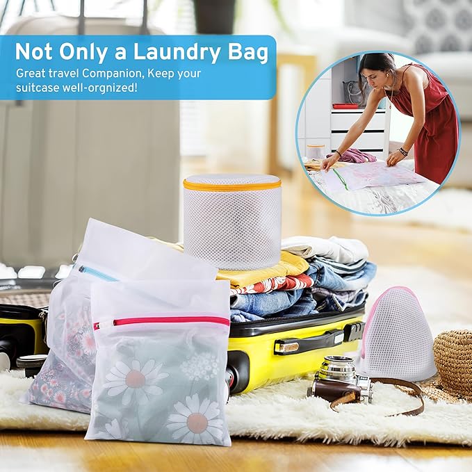 4 Pcs Mesh Laundry Bags Set for Delicates with AUTO-Lock Zipper, Lingerie Bags for Washing Delicates, Laundry Bags Mesh Wash Bags, Delicates Laundry Bag for Jeans,Blouse,Stocking,Bra(Large,20" x 16")