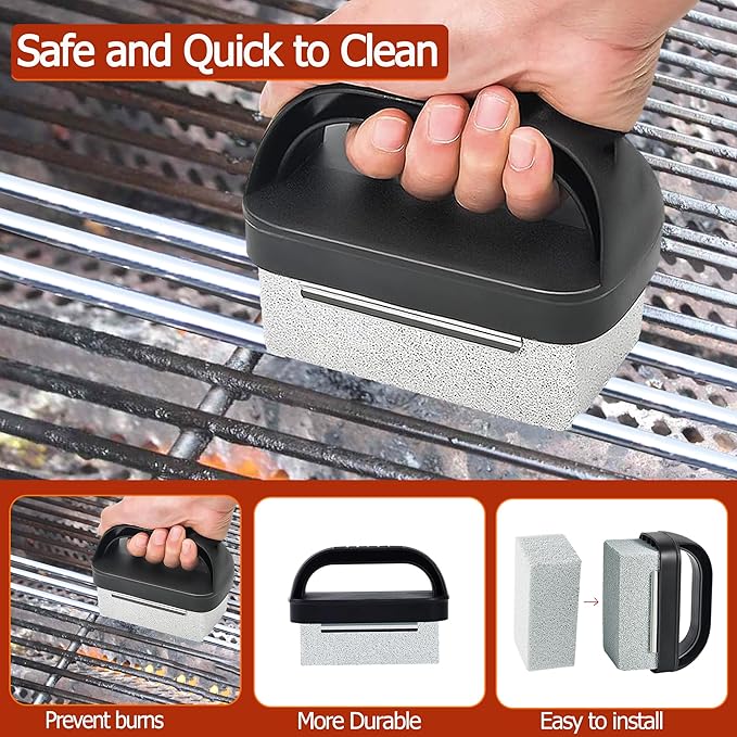 Heavy Duty Griddle Cleaning Brick with Handle, Grill Cleaner for Cleaning Flat top, Pumice Griddle Cleaning Stone Removing Stains for BBQ, Swimming Pool, Sink (5 Pack)