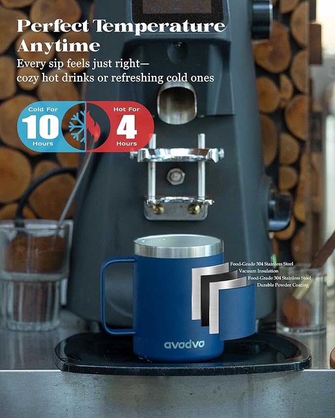 8 Pack 12oz Insulated Coffee Mug with Lid – Double Wall Stainless Steel Travel Cups with Handle, Keep Hot & Cold Drinks, Ideal Gift for Coffee Lovers, Home, Office & Camping, White