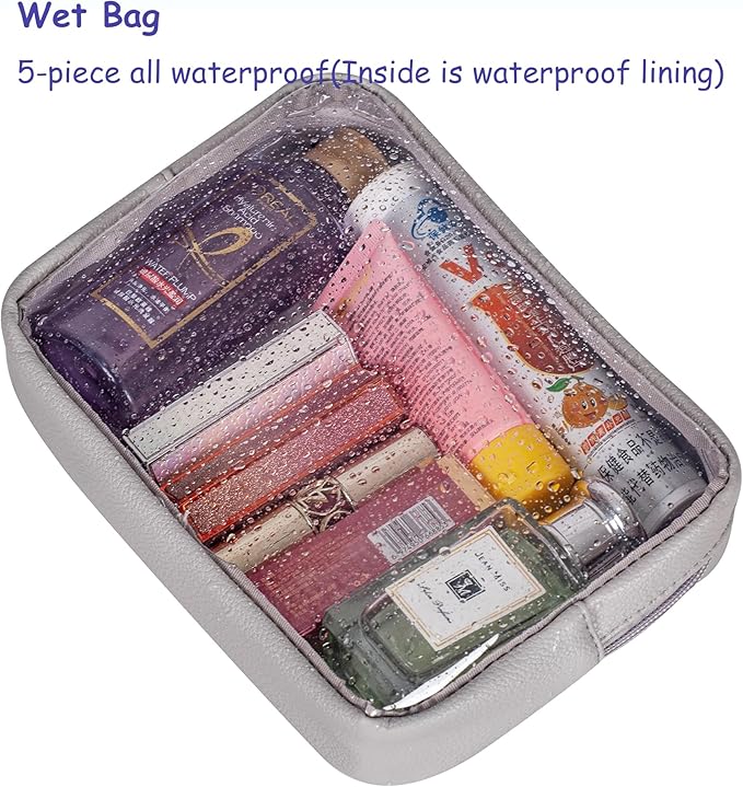 TSA Approved 5-Piece Diaper Bag Organizer Pouch Set Clear Waterproof TPU Kids Toiletry Storage Set Travel Packing Clutch Cube Bags for Baby Nursing