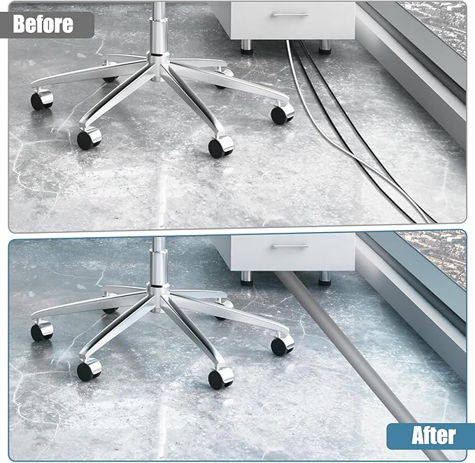 Floor Cord Covers for Wires 12FT Cable Hider Wire Cover Self Adhesive Cord Hider Floor for Offices, Homes, Workshops, Warehouses Cable Cavity 0.39" W x 0.27" H