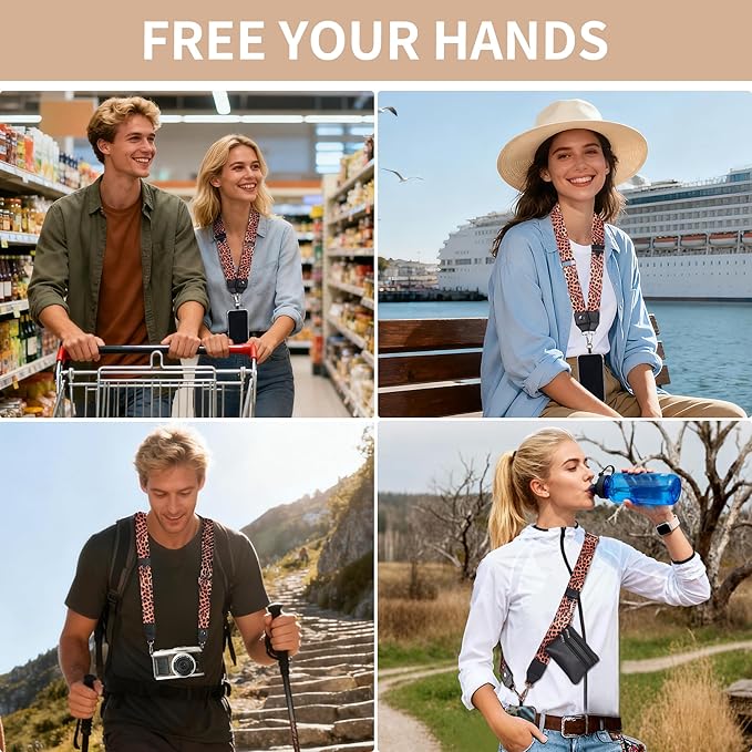 PUGPIU 2 Pack Clip and Go Strap for Phone with Wallet Crossbody - Phone Strap Crossbody with Zippered Pouch, Multifuctional Adjustable Cell Phone Lanyard for Going out