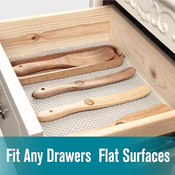Shelf Drawer Liner Non-Adhesive with Non Slip Durable Strong Clean Size 17.7 Inches X 10 Feet Drawers, Shelves, Cabinets, Storage for Kitchen and Desks, Light Gray