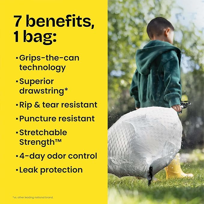 Glad ForceFlex Tall Kitchen Trash Bags, 13 Gal, Gain Original with Febreze, 110 Ct (Pack May Vary)