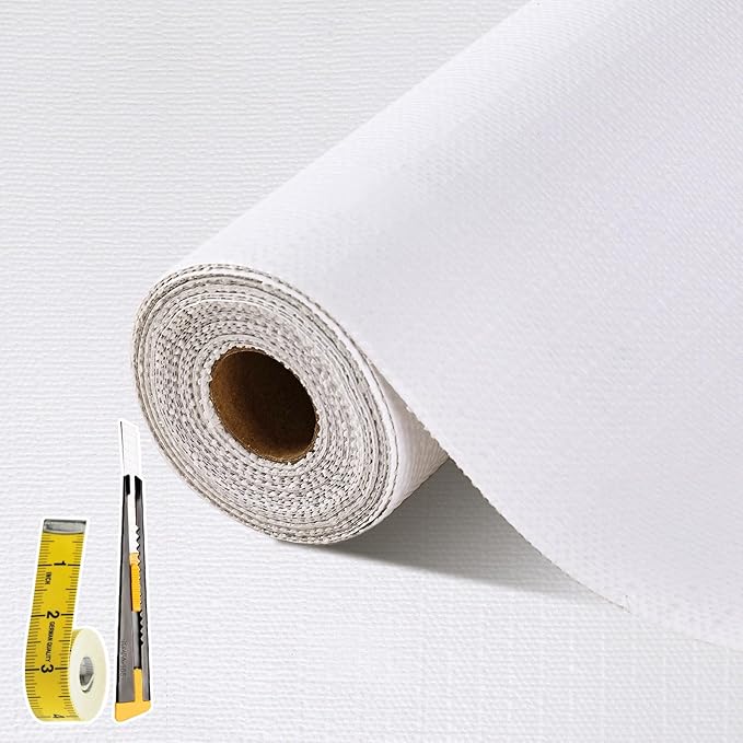 Drawer and Shelf Liner for Kitchen Cabinet: 12 in X 20 Ft Non-Slip Waterproof Shelf Paper, Non-Adhesive Refrigerator Liners, White Easy Liners for Bathroom Cupboard with Knife Tape Measure