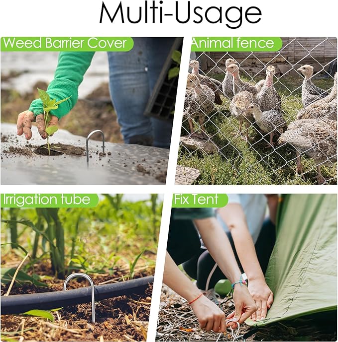 8 Inch Landscape Staples, 25 Pack Galvanized Landscape Stakes Heavy Duty 8 Gauge U-Shaped Garden Stakes, Ground Stakes for Weed Barrier Fabric, Irrigation Tubing, Fence, Outdoor Decorations