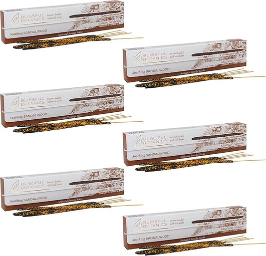 Tulasi Sandalwood Smudge Incense Sticks Pack – 48 Natural Smudge Sticks (6 Boxes x 8), Long Burning (55 Min), Aromatherapy, Spiritual Cleansing, Meditation, Air Purifying Incense, Thanks Giving