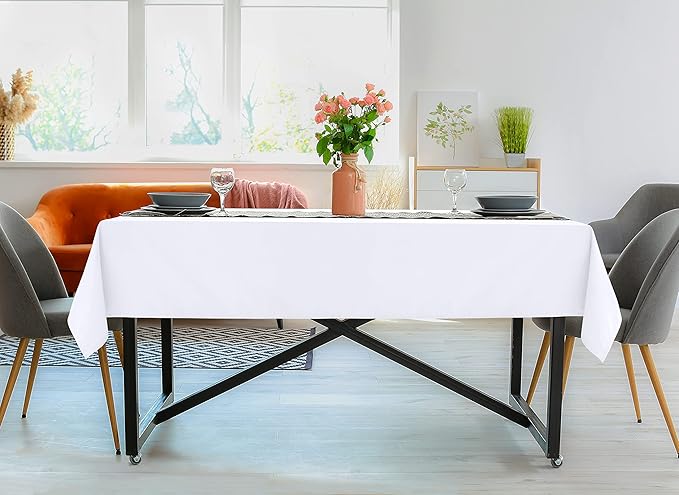 Utopia Kitchen Rectangle Table Cloth 2 Pack(54x78 Inches, White), Tablecloth Machine Washable, Polyester Table Cover for Dining, Buffet Parties, Picnics, Events, Weddings and Restaurants