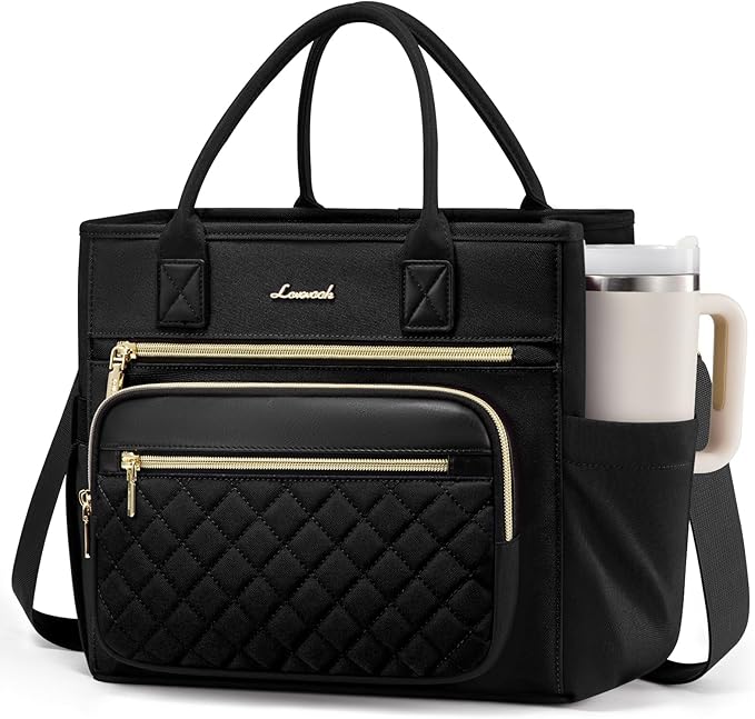 LOVEVOOK Insulated Lunch Bag Women,Wide Opening Adult Lunch Box Women with Cup Holder,X Large Leakproof Cooler Bag for Work Picnic Beach Family College Mom,Lunch Teacher Breast Pump Diaper Tote Bag