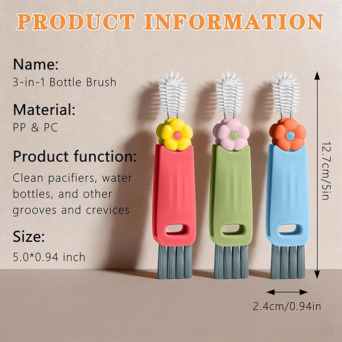 3 in 1 Cup Lid Gap Cleaning Brush Set, Multifunctional Insulation Bottle Cleaning Brush, Mutipurpose Portable Cup Lid Gap Cleaner, Home Kitchen Crevice Brush Cleaning Tools