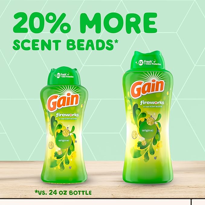 Gain In-Wash Laundry Scent Booster, Original Scent, 30.1 OZ, Fresh Extender + Odor Protection (Pack of 4)