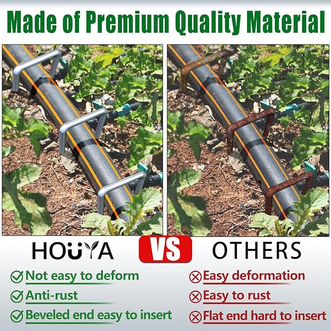 houya 24 PCS Landscape Staples 6 Inch Galvanized Garden Stakes Garden Staples Pins Anti-Rust Ground Stakes for Weed Barrier, Irrigation Hose, Yard Lawn SOD, Landscape Fabric, Decor 6" L x1.2 W 24 pcs