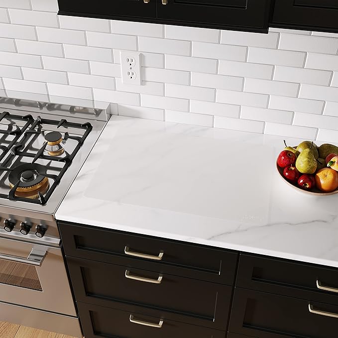 GASARÉ, Set of 2, Extra Large, Thick, Silicone Mats for Kitchen Counter, Heat Resistant Mats, Countertop Protector, Non-Slip, Easy to Clean, 25 x 17 Inches x 1.4mm, White