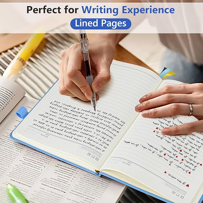 Lined Journal Notebook for Men & Women, 160 Pages College Ruled Journal for Writing, A5 Hardcover Leather Notebooks for Work, School, Business, Travel, Daily Diary 5.9" x 8.5" - Blue