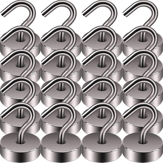 Neosmuk Magnetic Hooks, Cruise Ship Essentials, 40lb+ Heavy Duty Magnetic Hooks for Cruise Cabins, Refrigerator, Grill, Hanging, and Travel | Extra Strong Must-Haves Magnet Hook,Grey,Pack of 20