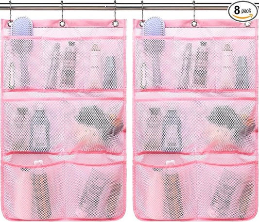 Fammart Mesh Shower Caddy Hanging, Quick-Drying Shower Organizer with 7 Pockets, Portable Bathroom Organizers and Storage for Shampoo, Soap, Loofah, Travel, and Cruise Essentials