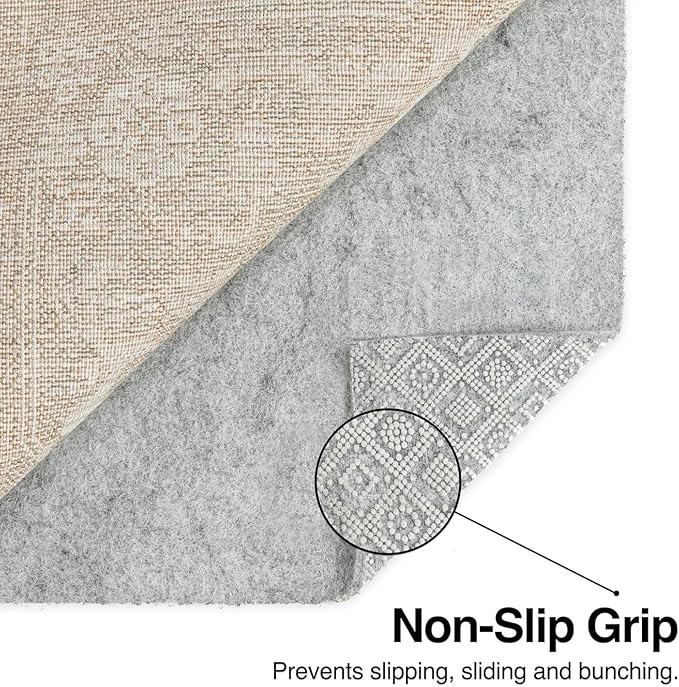 WELL WOVEN Premium 1/4" Thick Felt Rug Pad 6 Round - Non Slip Rubber Backing for Hard Floors & Carpet - Easy Cut to Size for Custom Fit - Superior Cushioning & Floor Protection Shield