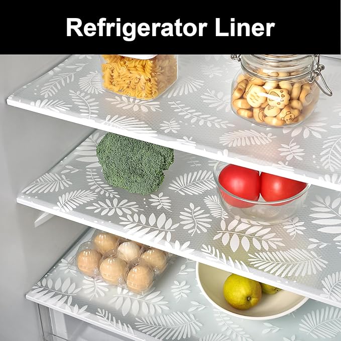 Cooyes Shelf Liners for Kitchen Cabinets, Waterproof & Oil-Proof Kitchen Cupboard Mats, Non-Slip Drawer Mats, EVA Material Non-Adhesive Fridge Liner for Shelves (23.6" W x 236" L)